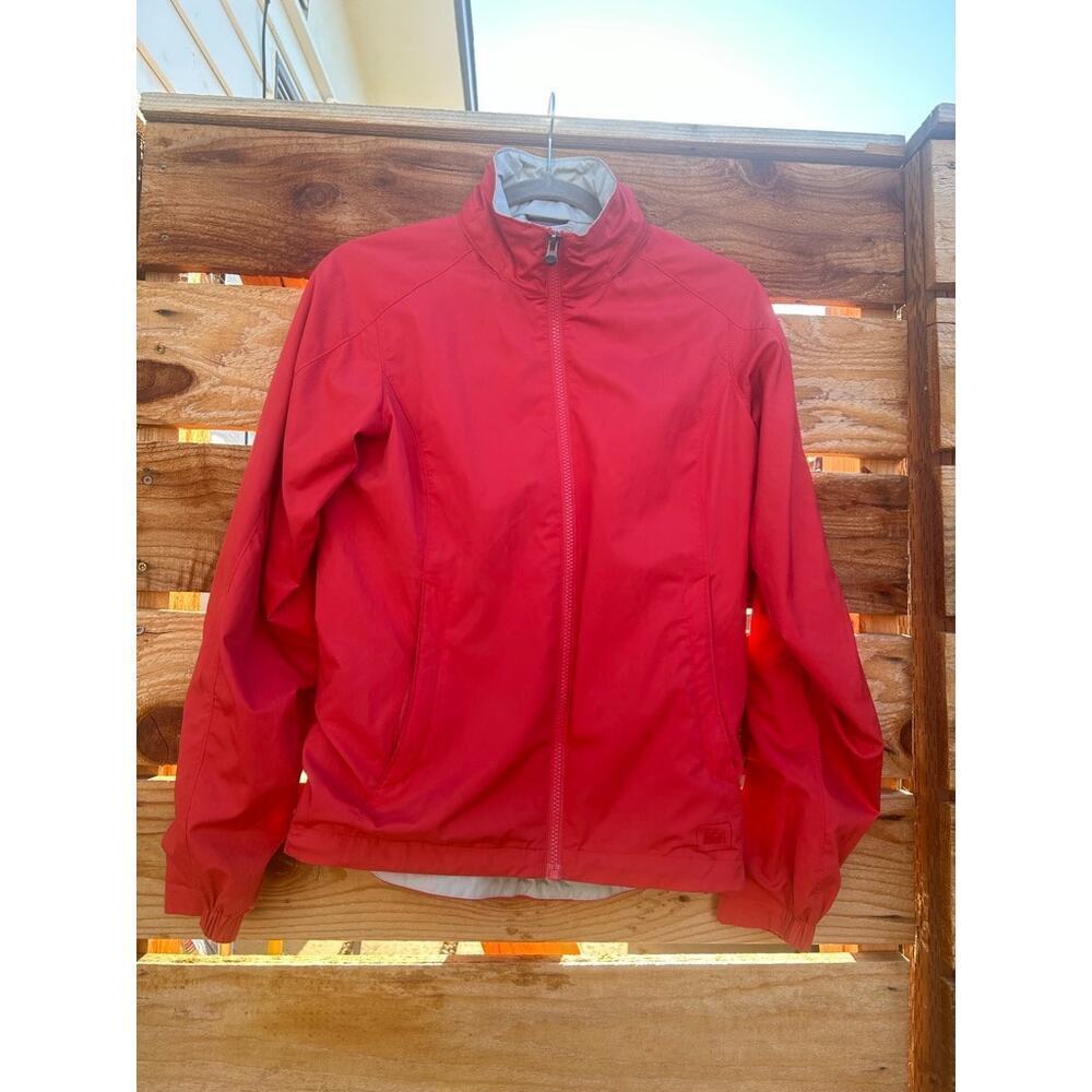 REI Women's Windbreaker,‎ Earthy Red, Stowaway Hood, Cinch Waist, XS